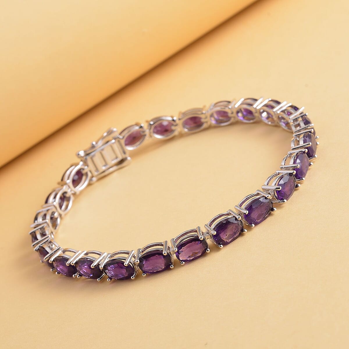 Amethyst Bracelet in Rhodium Over Sterling Silver, Tennis Bracelet, Silver Tennis, Gifts For Her (8.00 In) 17.75 ctw image number 1