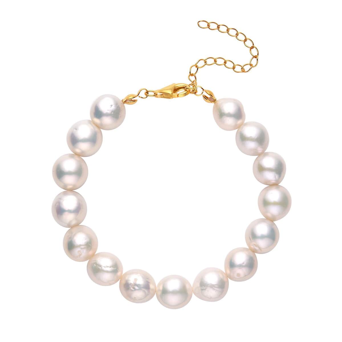 White Edison Pearl 9-11mm Bracelet in 14K YG Over Sterling Silver (7.00 In) 100.00 ctw image number 0