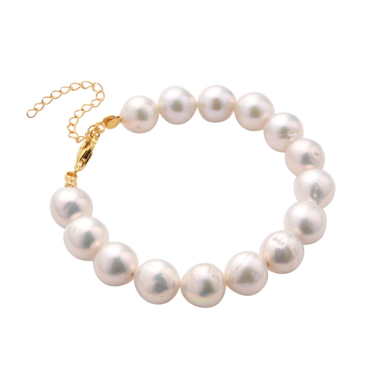 White Edison Pearl 9-11mm Bracelet in 14K YG Over Sterling Silver (7.00 In) 100.00 ctw image number 2
