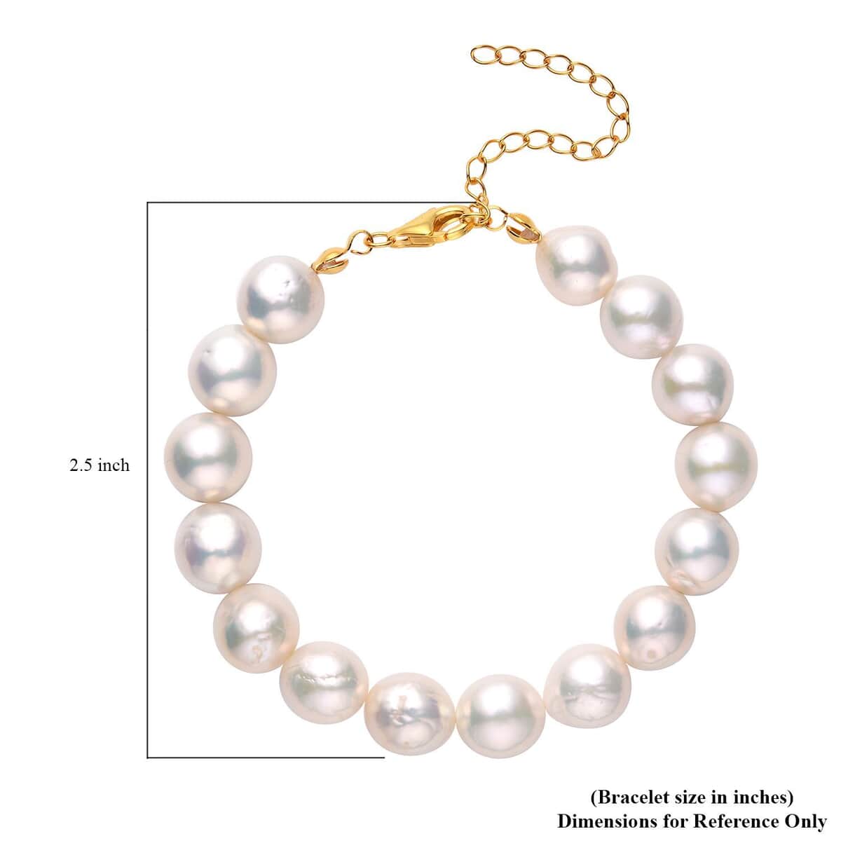 White Edison Pearl 9-11mm Bracelet in 14K YG Over Sterling Silver (7.00 In) 100.00 ctw image number 5