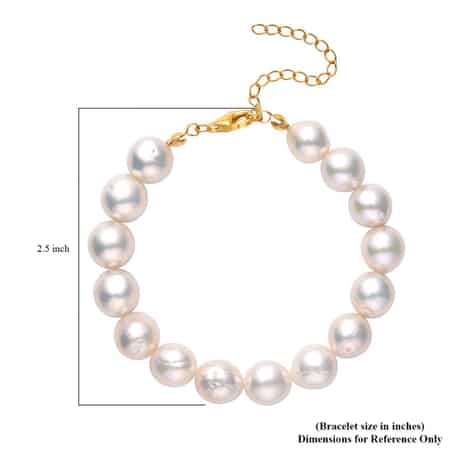 White Edison Pearl 9-11mm Bracelet in 14K YG Over Sterling Silver (7.00 In) 100.00 ctw image number 5