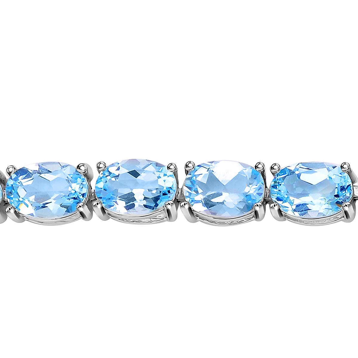 Sky Blue Topaz Bracelet in Rhodium Over Sterling Silver, Tennis Bracelet, Silver Tennis, Gifts For Her (7.25 In) 8.50 Grams 21.60 ctw image number 2