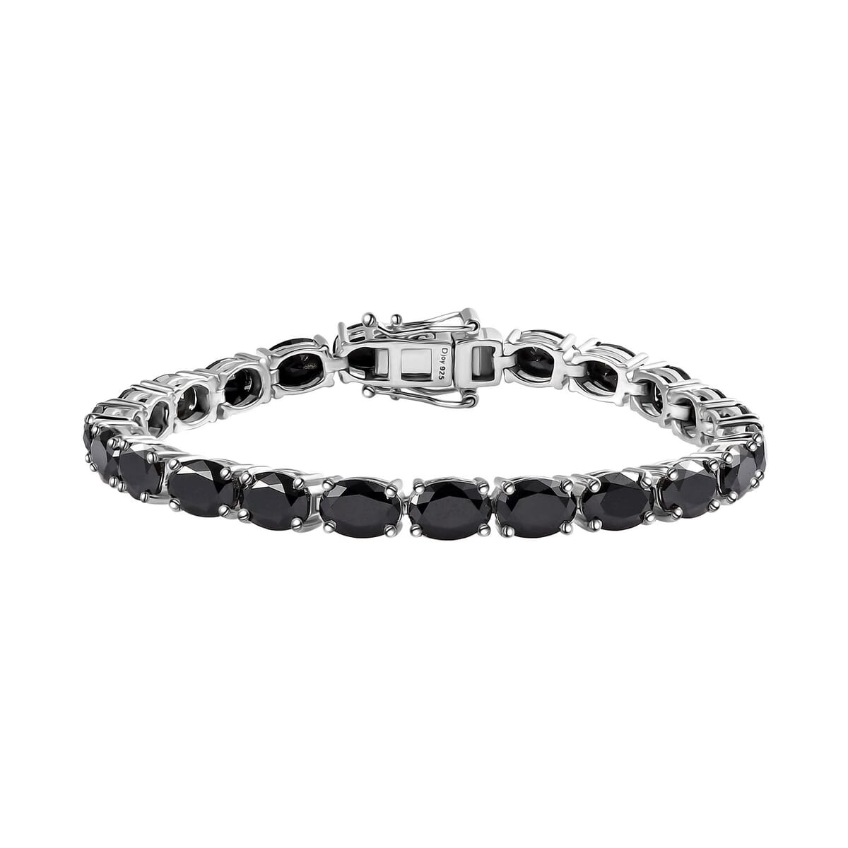 Thai Black Spinel Bracelet in Rhodium Over Sterling Silver, Tennis Bracelet, Silver Tennis, Gifts For Her (6.50 In) 8 Grams 18.75 ctw image number 0