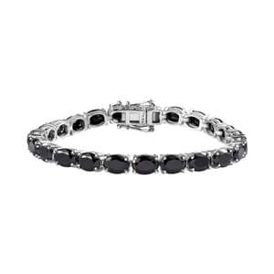 Thai Black Spinel Bracelet in Rhodium Over Sterling Silver, Tennis Bracelet, Silver Tennis, Gifts For Her (6.50 In) 8 Grams 18.75 ctw
