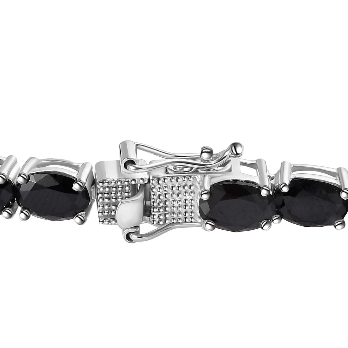 Thai Black Spinel Bracelet in Rhodium Over Sterling Silver, Tennis Bracelet, Silver Tennis, Gifts For Her (6.50 In) 8 Grams 18.75 ctw image number 3