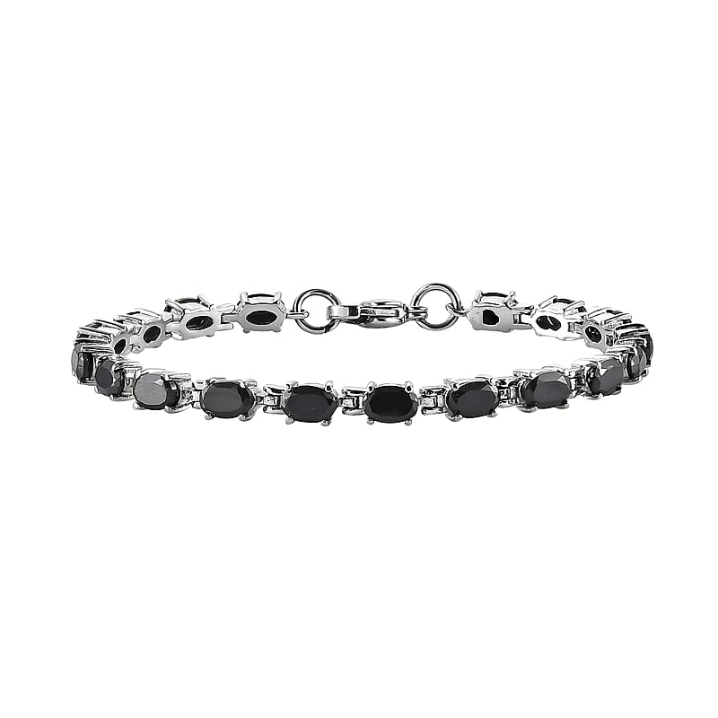 Thai Black Spinel Link Bracelet in Stainless Steel (6.50 In) 10.65 ctw