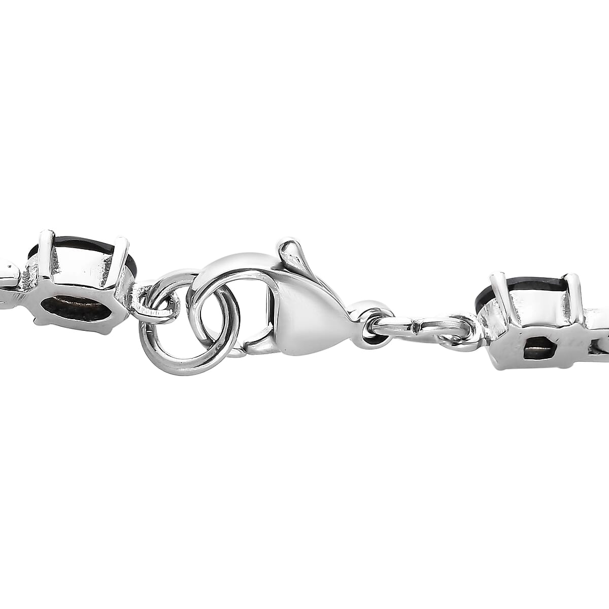 Natural Thai Black Spinel Link Bracelet in Stainless Steel (6.50 In) 10.65 ctw image number 3
