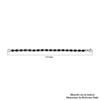 Thai Black Spinel Link Bracelet in Stainless Steel (6.50 In) 10.65 ctw