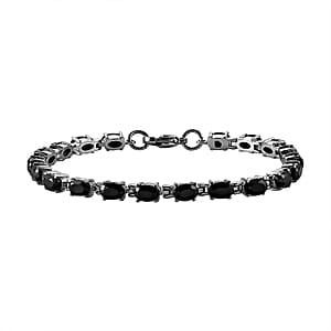 Thai Black Spinel Link Bracelet in Stainless Steel (7.25 In) 11.75 ctw