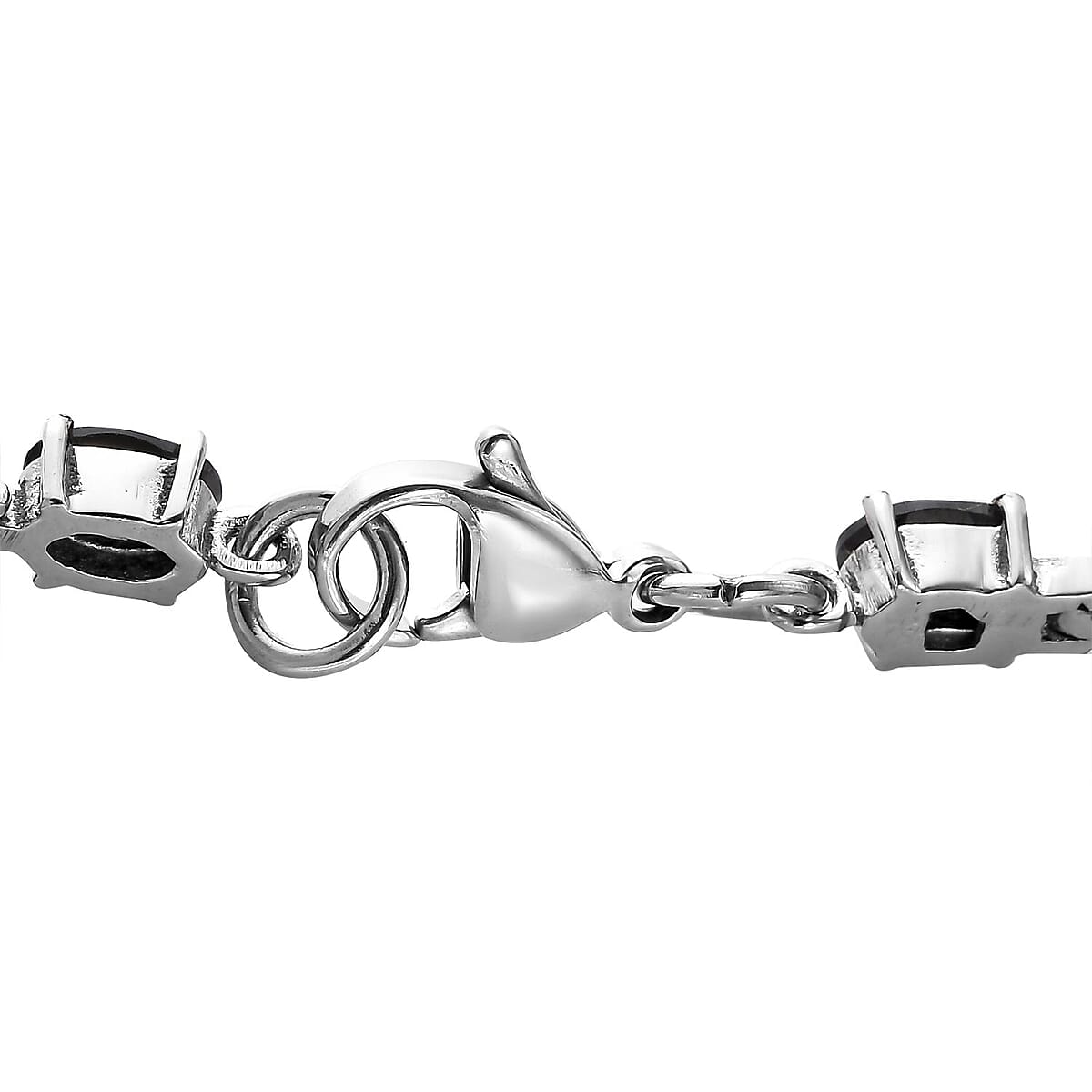 Thai Black Spinel Link Bracelet in Stainless Steel (7.25 In) 11.75 ctw image number 3