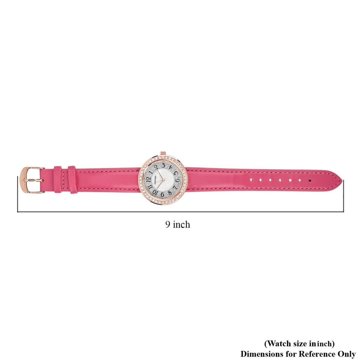 Strada White Austrian Crystal Japanese Movement Watch in Rosetone with Dark Pink Faux Leather Strap (35.56mm) (6.50-8.00 Inches) image number 7