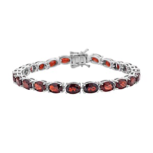 Mozambique Garnet Bracelet in Rhodium Over Sterling Silver, Tennis Bracelet, Silver Tennis, Gifts For Her (8.00 In) 9.15 Grams 25.50 ctw