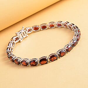 Mozambique Garnet Bracelet in Rhodium Over Sterling Silver, Tennis Bracelet, Silver Tennis, Gifts For Her (8.00 In) 9.15 Grams 25.50 ctw