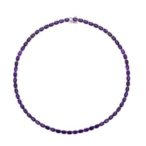 Amethyst 47.85 ctw Tennis Necklace in Rhodium Over Sterling Silver 18 Inches