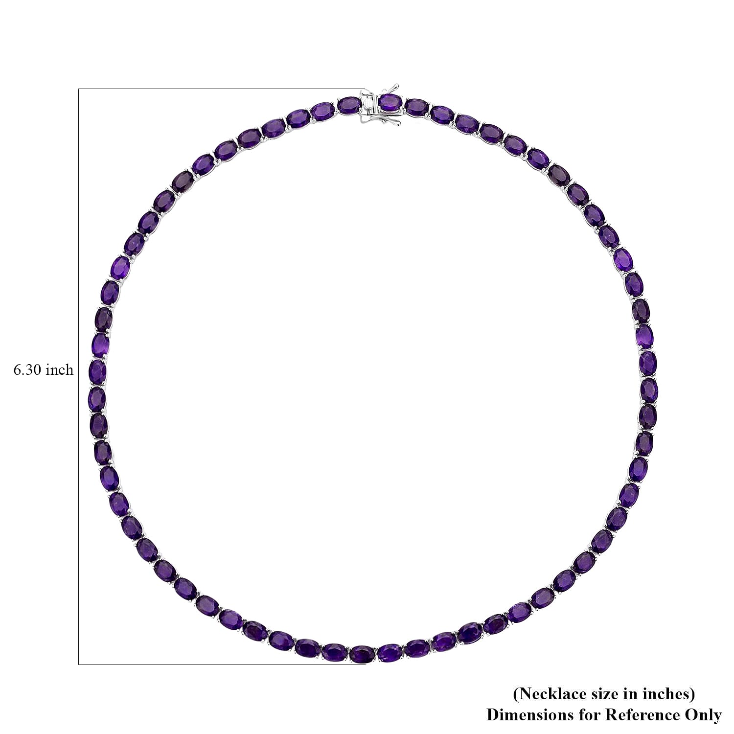 D'Joy Amethyst 47.85 ctw Tennis Necklace in Rhodium Over Sterling Silver 18 Inches