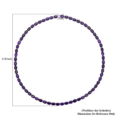D'Joy Amethyst 47.85 ctw Tennis Necklace in Rhodium Over Sterling Silver 18 Inches