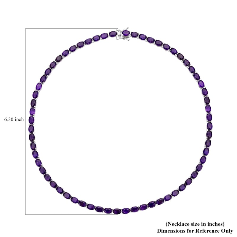 D'Joy Amethyst 47.85 ctw Tennis Necklace in Rhodium Over Sterling Silver 18 Inches