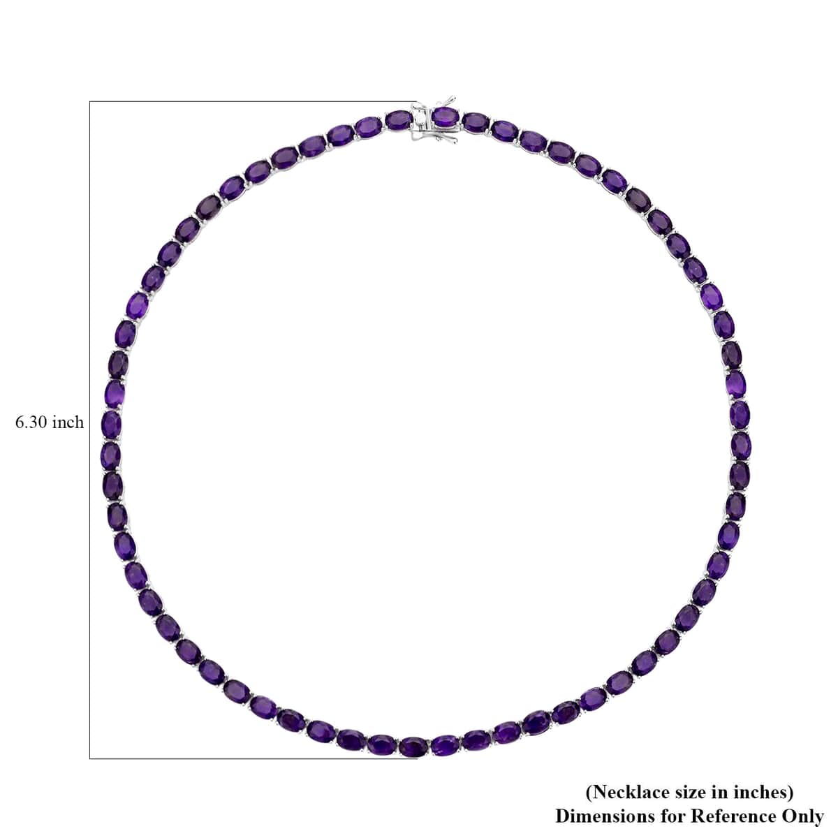 Doorbuster Amethyst Tennis Necklace (18 Inches) in Rhodium Over Sterling Silver (16 g) 43.50 ctw image number 4