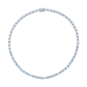 Sky Blue Topaz 63.40 ctw Necklace in Rhodium Over Sterling Silver, Silver Tennis Necklace 18 Inches