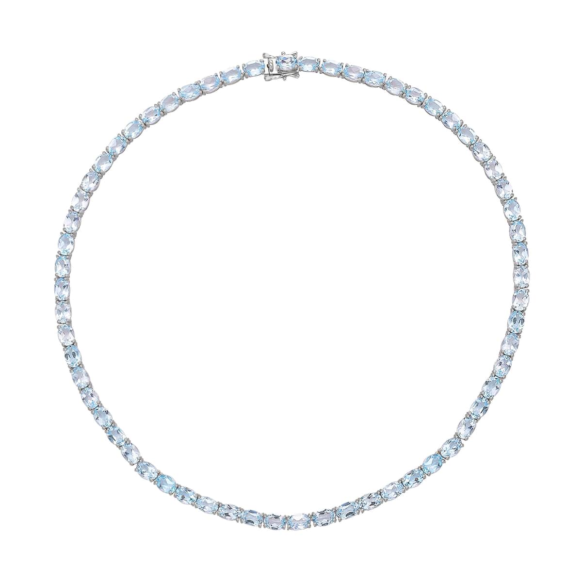 Sky Blue Topaz Necklace in Rhodium Over Sterling Silver, Silver Tennis Necklace 59.85 ctw (18 Inches) image number 0