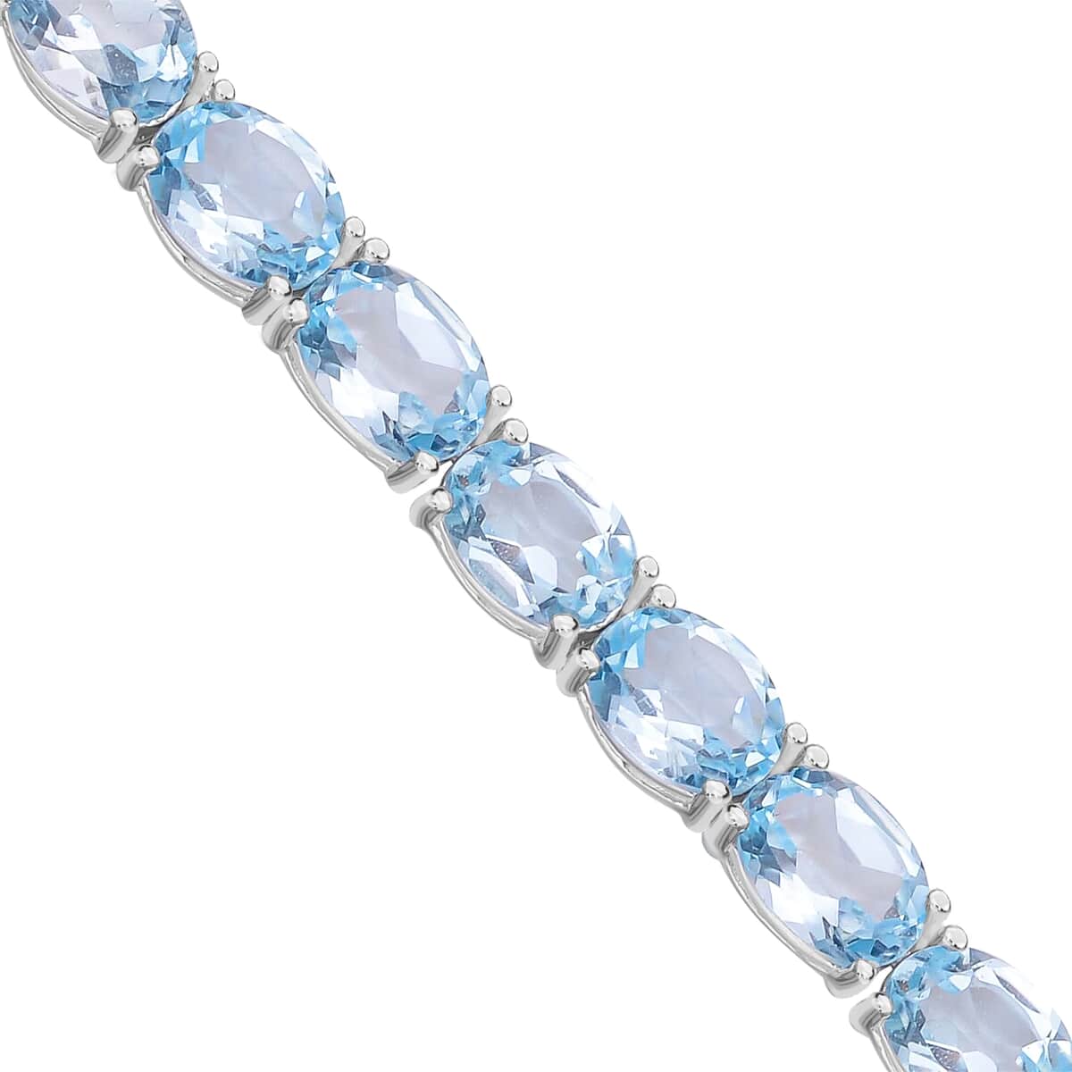 Sky Blue Topaz Necklace in Rhodium Over Sterling Silver, Silver Tennis Necklace 59.85 ctw (18 Inches) image number 3