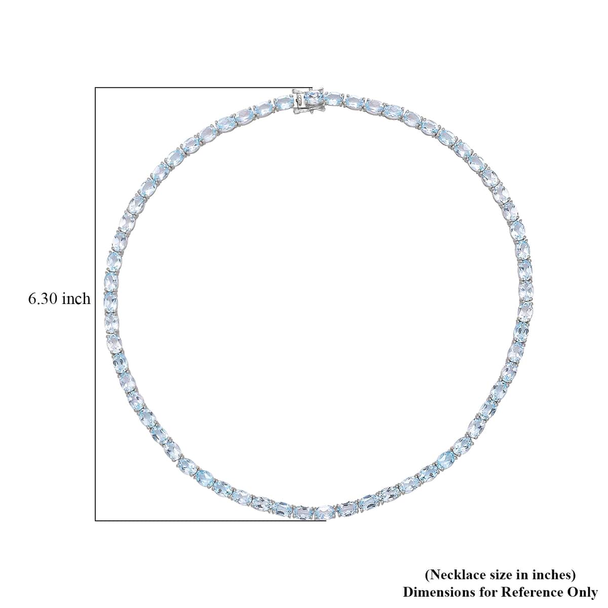Sky Blue Topaz Necklace in Rhodium Over Sterling Silver, Silver Tennis Necklace 59.85 ctw (18 Inches) image number 4