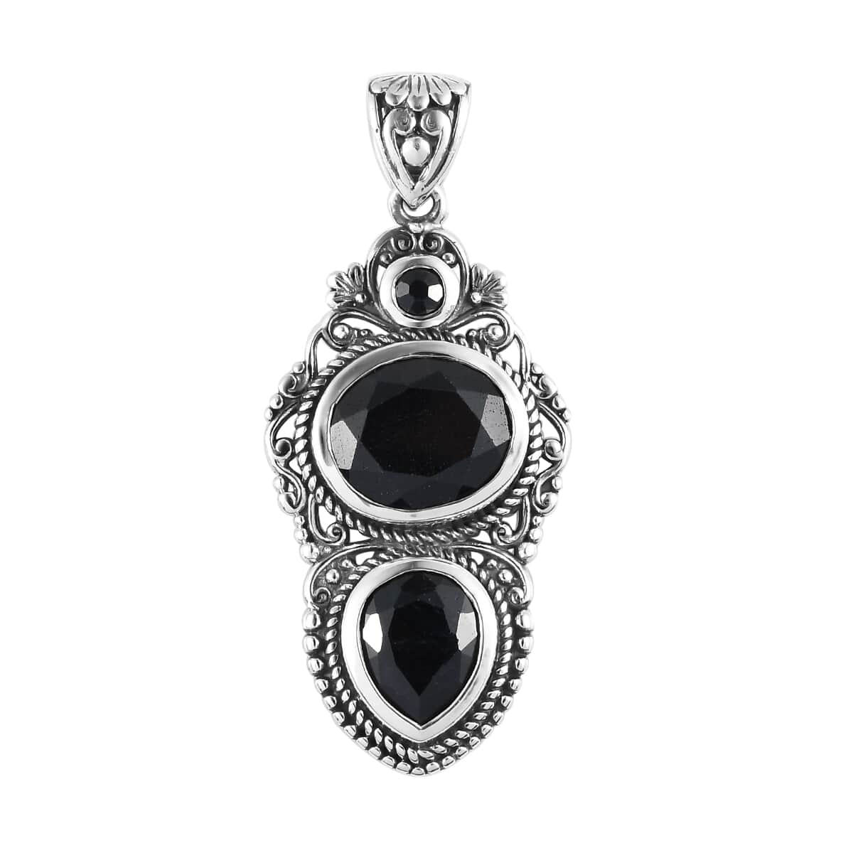 Artisan Crafted Australian Midnight Sapphire Fancy Pendant in Sterling Silver 9.25 ctw image number 0