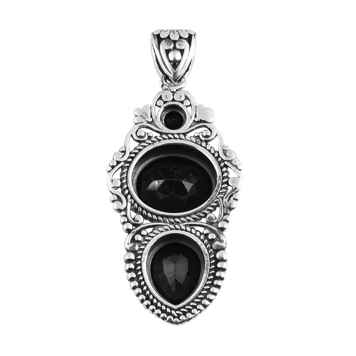 Artisan Crafted Australian Midnight Sapphire Fancy Pendant in Sterling Silver 9.25 ctw image number 4