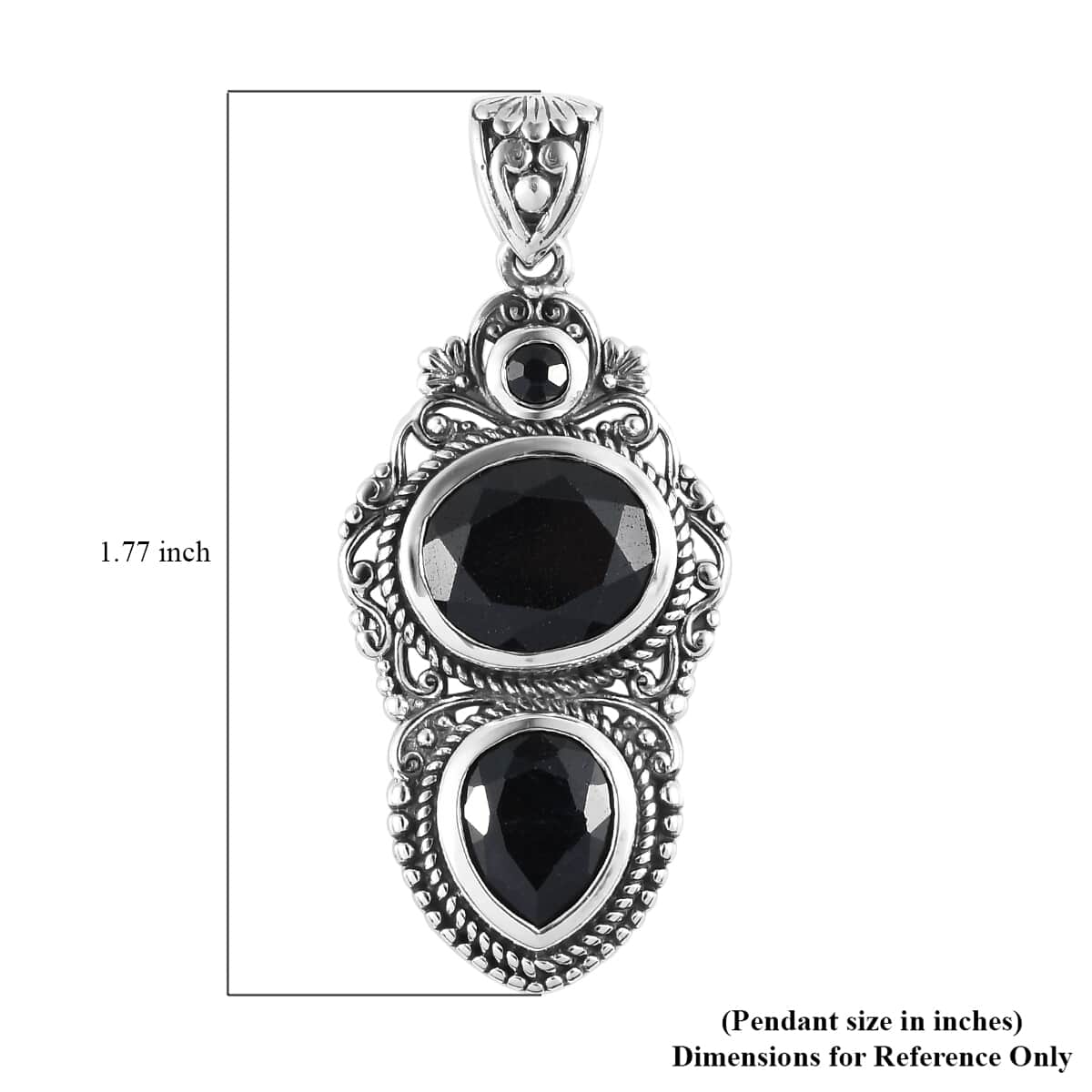 Artisan Crafted Australian Midnight Sapphire Fancy Pendant in Sterling Silver 9.25 ctw image number 5