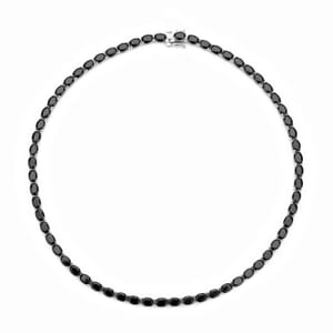 Thai Black Spinel Necklace in Rhodium Over Sterling Silver, Silver Tennis Necklace 55.15 ctw (18 Inches)