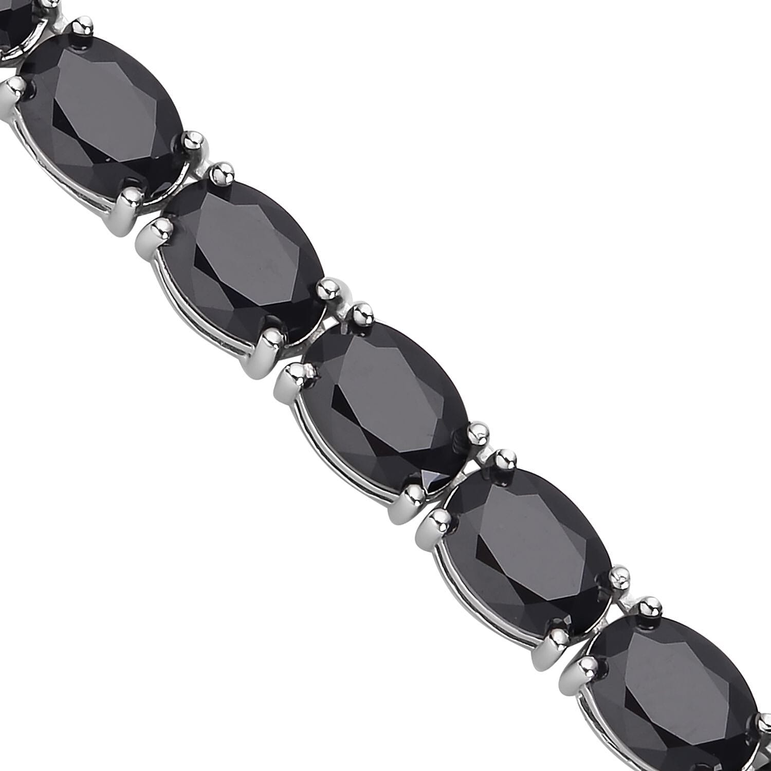 Buy D'Joy Thai Black Spinel Necklace in Rhodium Over