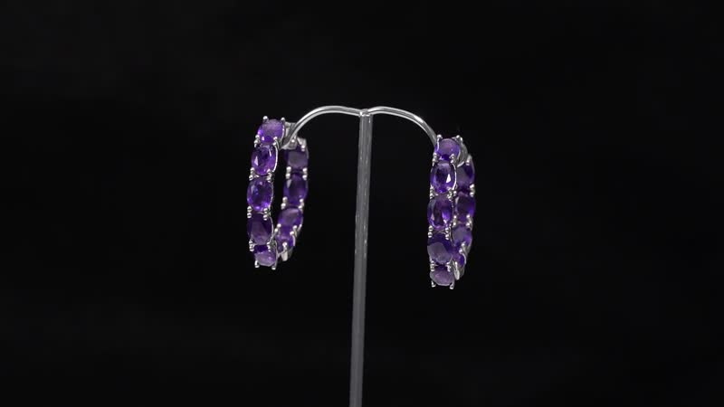 Doorbuster Amethyst Inside Out Hoop Earrings in Rhodium Over Sterling Silver 13.65 ctw