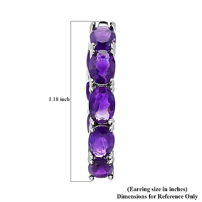Amethyst Earrings in Rhodium Over Sterling Silver, Inside Out Hoops, Silver Hoops 13.65 ctw