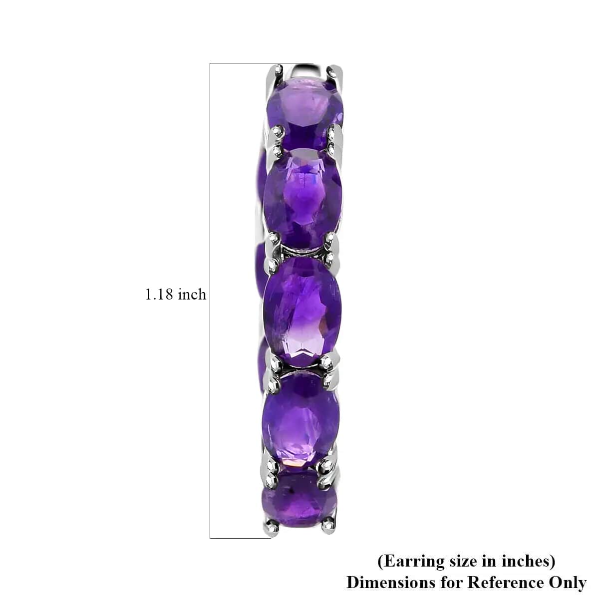 Amethyst Earrings in Rhodium Over Sterling Silver, Inside Out Hoops, Silver Hoops 13.65 ctw image number 6