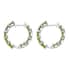 Peridot Earrings in Rhodium Over Sterling Silver, Inside Out Hoops, Silver Hoops 15.35 ctw image number 5