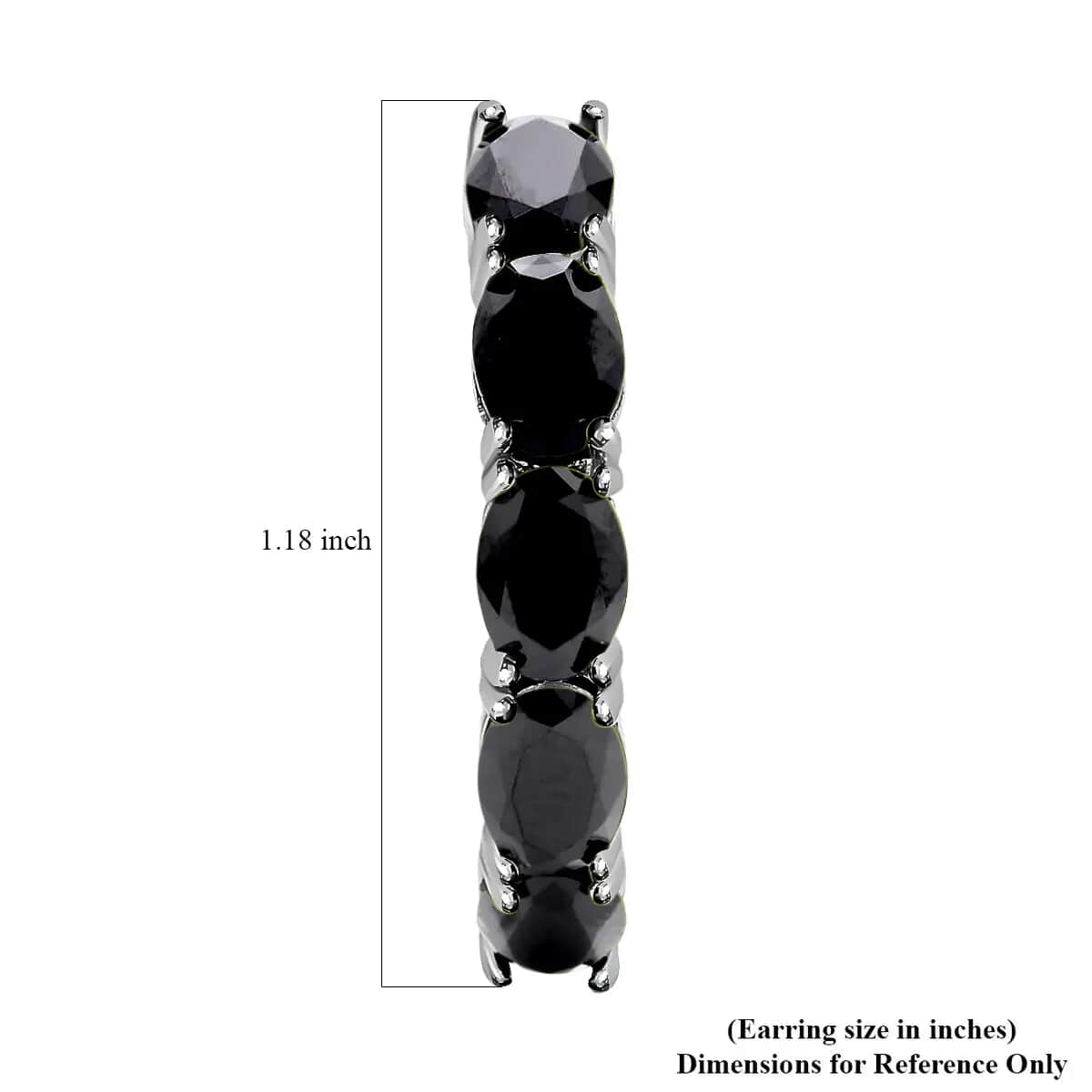 Thai Black Spinel Earrings in Rhodium Over Sterling Silver, Inside Out Hoops, Silver Hoops 15.75 ctw image number 6
