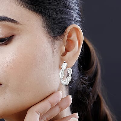 Swirl Hoop Earrings in Sterling Silver 10.56 Grams