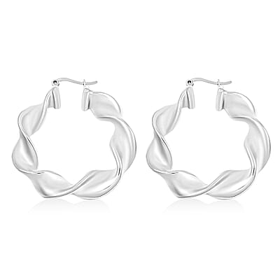 Swirl Hoop Earrings in Sterling Silver 10.56 Grams
