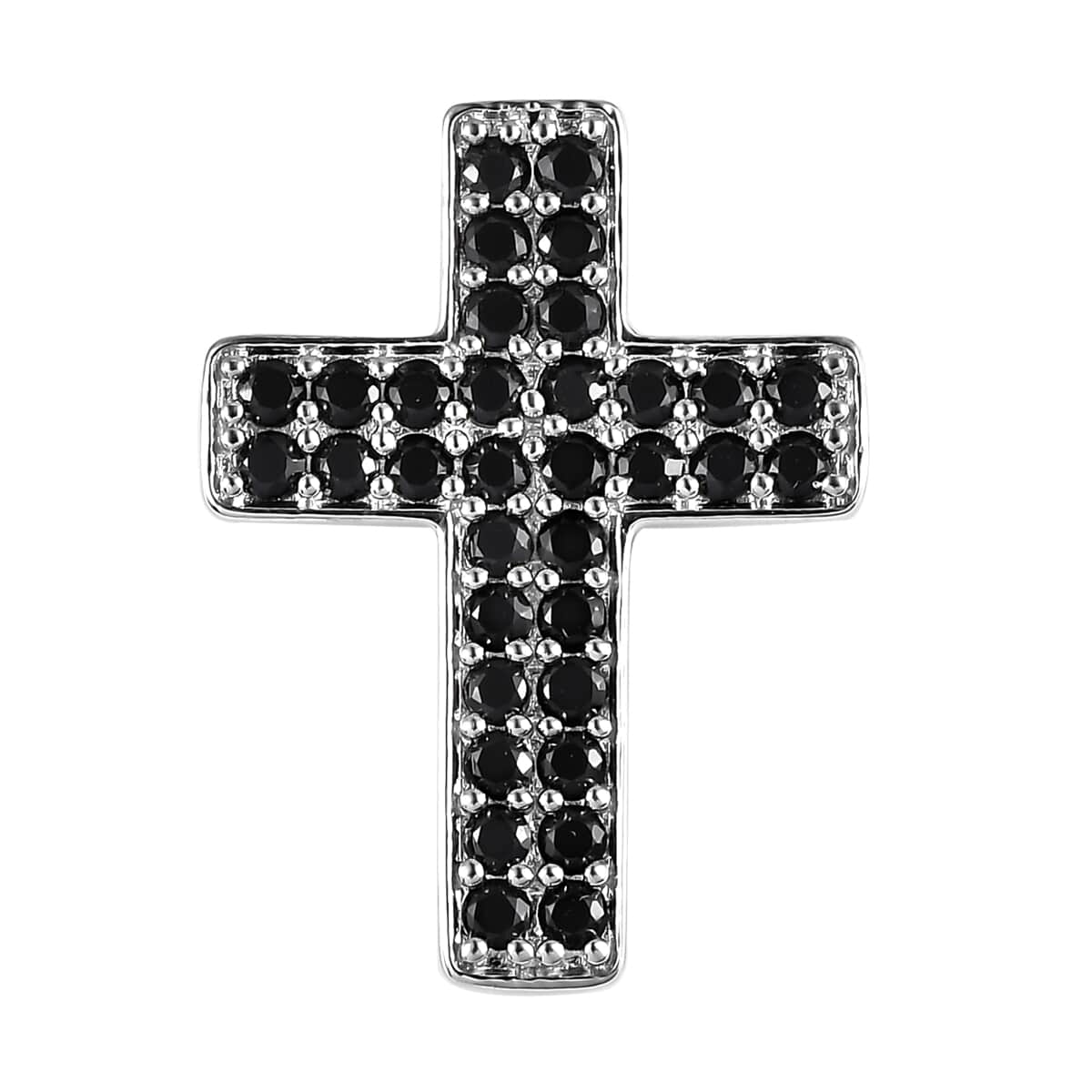 Karis Thai Black Spinel Cross Pendant in Platinum Bond 1.70 ctw image number 0
