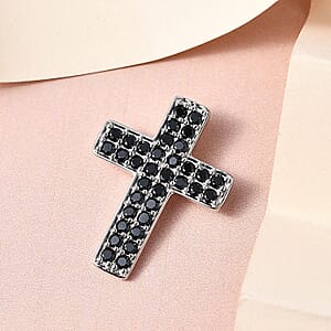Karis Thai Black Spinel 1.70 ctw Cross Pendant without Chain in Platinum Bond
