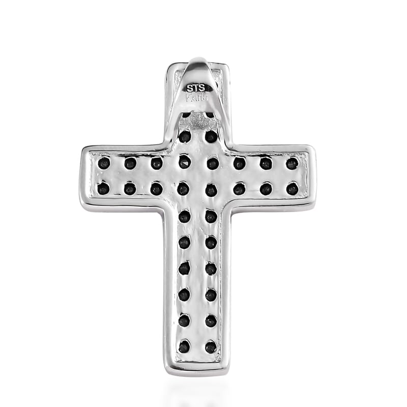 Karis Thai Black Spinel 1.70 ctw Cross Pendant without Chain in Platinum Bond