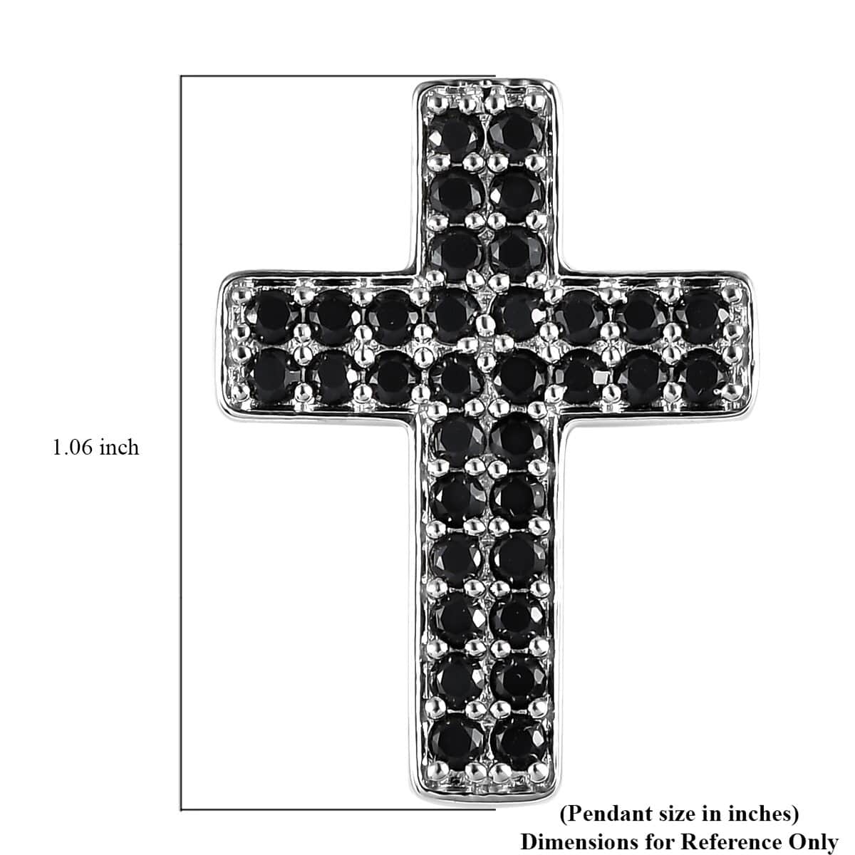 Karis Thai Black Spinel Cross Pendant in Platinum Bond 1.70 ctw image number 5