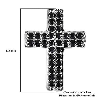 Karis Thai Black Spinel 1.70 ctw Cross Pendant without Chain in Platinum Bond