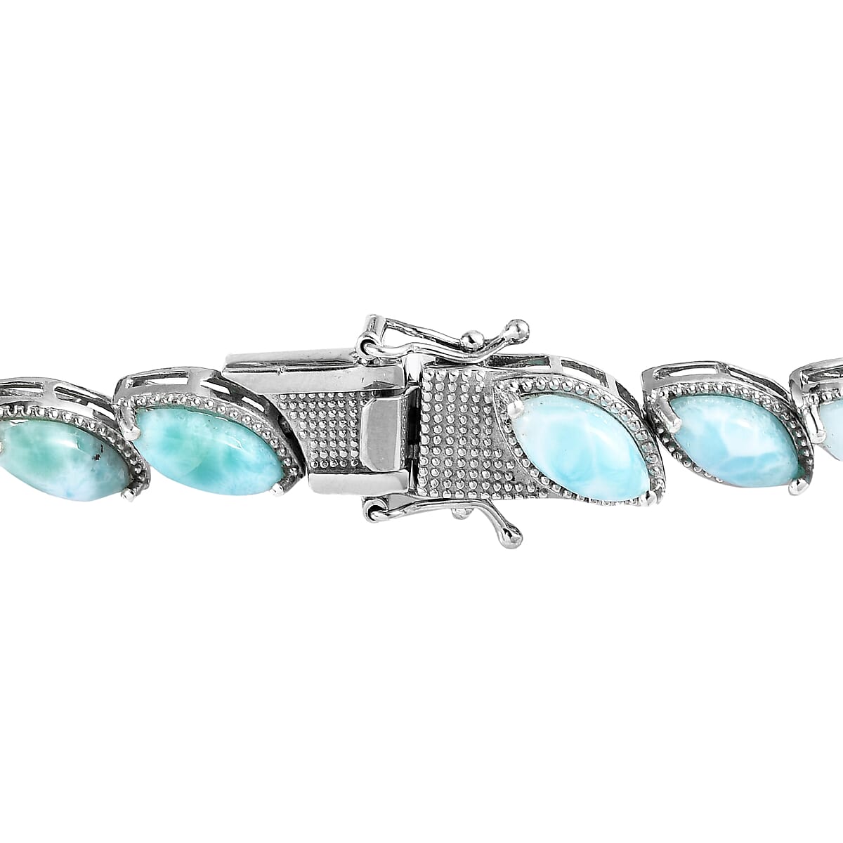 Larimar Tennis Bracelet in Platinum Over Sterling Silver (6.50 In) 15.50 Grams 21.90 ctw image number 3