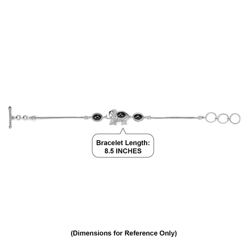 Thai Black Spinel 3.30 ctw Bracelet in Platinum Over Sterling Silver (7.50 In)