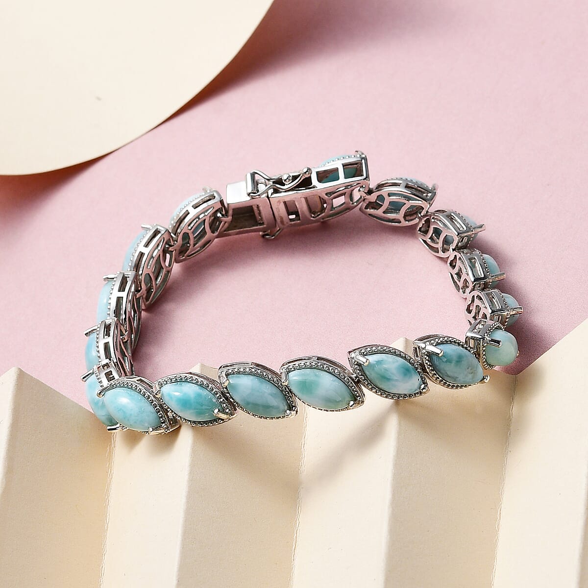 Larimar Tennis Bracelet in Platinum Over Sterling Silver (8.00 In) 27.75 ctw image number 1