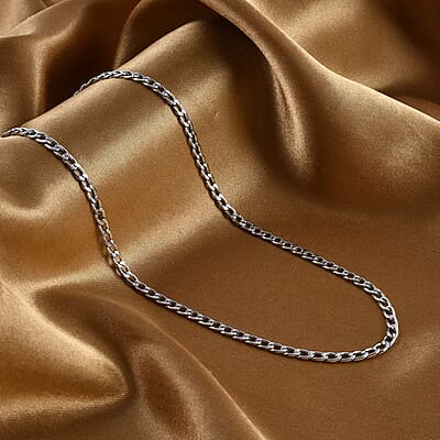 Curb Necklace (19.5 Inches) in Stainless Steel , Tarnish-Free, Waterproof, Sweat Proof Jewelry