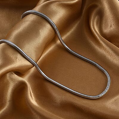 Round Snake Necklace (20-22 Inches) in Stainless Steel (16.80 g)