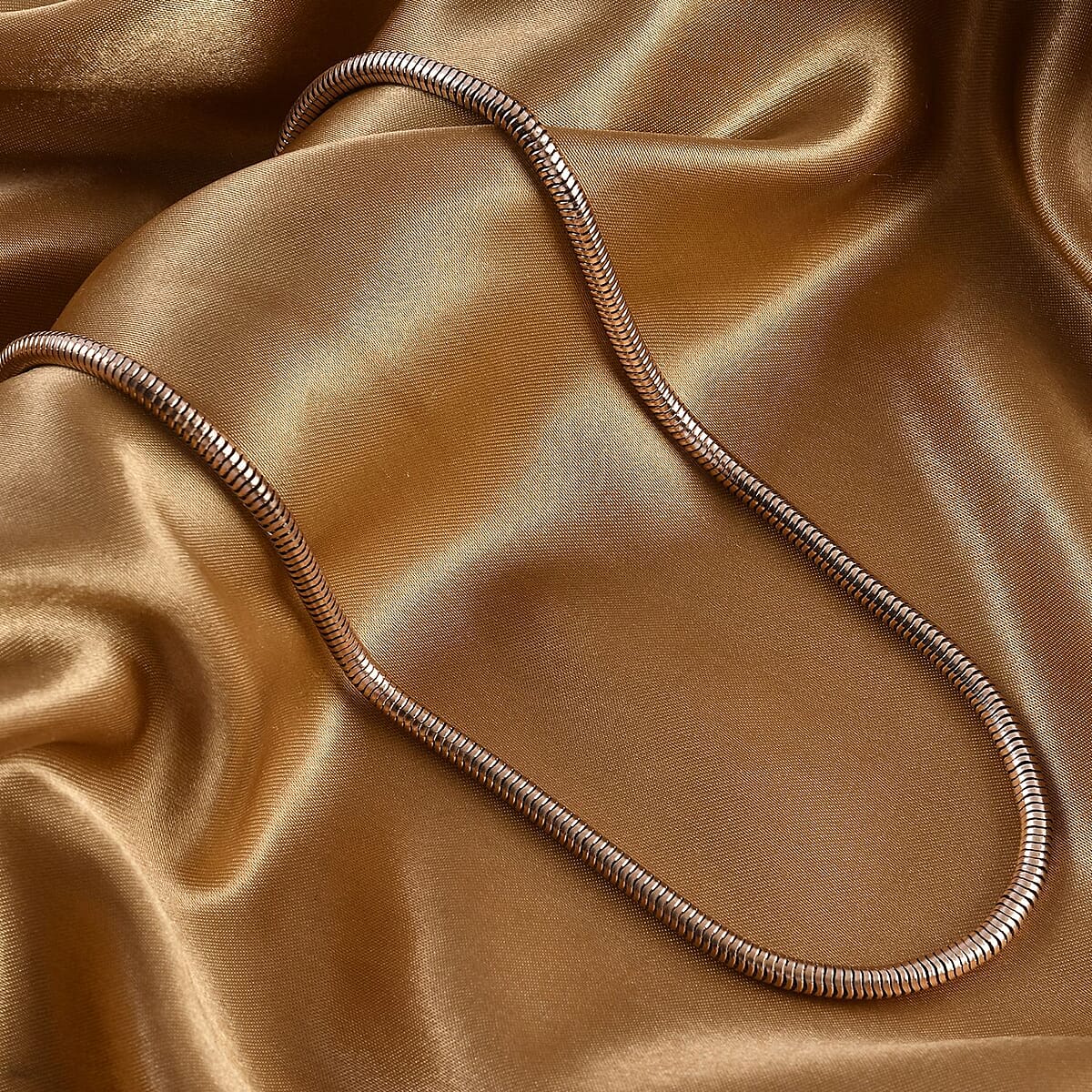 Round Snake Necklace (20-22 Inches) in ION Plated RG Stainless Steel (16.80 g) , Tarnish-Free, Waterproof, Sweat Proof Jewelry image number 1