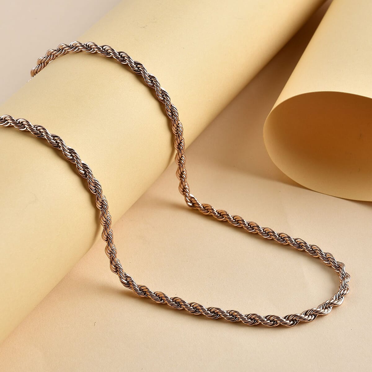 Round Net Necklace (20-22 Inches) in ION Plated RG Stainless Steel (19.50 g) , Tarnish-Free, Waterproof, Sweat Proof Jewelry image number 1